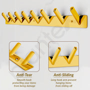 Plantex Wall Hooks for Hanging Cloth/Stainless Steel Towel Hangers/Bathroom Robe Hooks/Door Hangers/Square Wall Hook/Hook Rail for Hanging Keys - 8 Hooks (Pack of 2, PVD Gold)