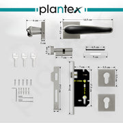 Plantex Main Door Lock/Mortise Lock for Doors - Robust Door Handle for Home with Brass Locks Body & Cylinder (PT-014, Satin & Black)