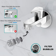Plantex Pure Brass PAC-1801 Bib Cock Water Tap with Water Saving Aerator/Bib Tap with Teflon Tape & Brass Wall Flange for Wash Basin-7 Year Warranty (Mirror Chrome Finish)