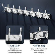 Plantex Aluminium Cloth Hanger Wall Mounted With 8 Hooks For Bathroom/Kitchen - Cloth Hanger/Towel Hanger/Keys Holder - Pack Of 2 (8 Hooks, Chrome)