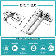 Plantex Heavy Duty Swing Bar Lock/Door Safety Guard with High Security Auxiliary Lock for Home/Office/Hotel - Pack of 4 (SH-42, Silver, Chrome Finish)