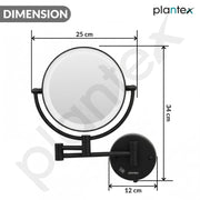 Plantex Brass and 304 Stainless-Steel Magnifying Mirror with LED/Wall Mount Makeup Mirror with Light/Zoom Mirror- 5x/1x Magnification (8 Inch-Black)