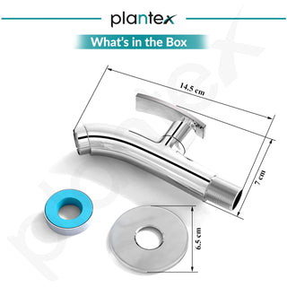 Plantex Long Body Bib Cock Water Tap with Water Saving Nozzle for Kitchen Tap/Bib Tap with Wall Flange and Teflon Tape for Bathroom -(ZUR-1503-Chrome)