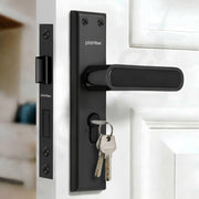 Plantex Door Lock Set - Main Door Lock Plate Handle Set/Mortise Lock with 3 Keys/Lock Body and Cylinder - Pack of 1 (OHMH-21, Z-Black & PVD Black)