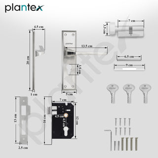 Plantex Main Door Lock Handle Set/6-Lever Locks Mechanism with 3 Years of Warranty by plantex/Mortise Lock with 3 Keys, Brass Locks Body & Cylinder (PTP-04 Matt)