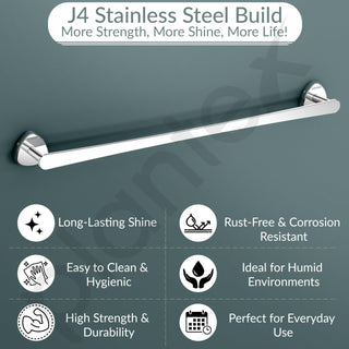 Plantex J4 Stainless Steel Towel Holder in Bathroom/Cloth Hanger for Bathroom/24 Inch Single Towel Rod/Bathroom Accessories (Chrome Finish) Angel