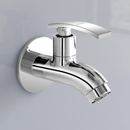 Plantex Pure Brass Single Lever Short Body Bib Tap with Water Saving Techonlogy Tap/Water Tap with Teflon Tape & Wall Flange for Bathroom (ZUR-1502, Chrome)