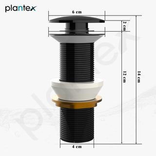 Plantex Pure Brass Waste Coupling for Wash Basin/5 inch Drain Out let System Full Thread Pop up Waste Coupling for Wash Basin - Pack of 1 (Glossy Black)