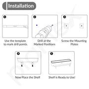 Plantex 3in1 Multipurpose Shelf/ABS Plastic White Floating Shelf with Towel Rod and Hooks for Bathroom/Kitchen/Wall-Mount Shelf for Bathroom/Storage Shelf (16 x 4 Inches)