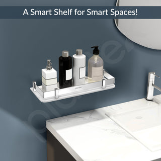 Plantex Acrylic Multipurpose Bathroom Shelf/Rack for Living Room/Wall Mount Storage Shelf - Bathroom Accessories Items (White, 12x6 inches)