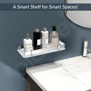 Plantex Acrylic Multipurpose Bathroom Shelf/Rack for Living Room/Wall Mount Storage Shelf - Bathroom Accessories Items (White, 12x6 inches)