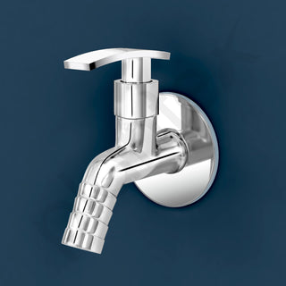 Plantex Single Lever Body Bib Cock Water Tap with Water Saving Nozzle/Washing Machine Tap with Wall Flange and Teflon Tape- Pack of 2 (1206-Chrome)