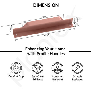 Plantex Profile Handle for Kitchen Cabinet/6 Inch Alluminium Drawer Profile Handle/Wardrobe Pull Handle for Home/Office/Hotel - Pack of 3 (Rose Gold)