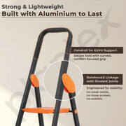 Plantex Allsafe Aluminium Step Ladder for Home/5 Step Anti Skid Ladder/Wide Step Ladder (Black & Orange))