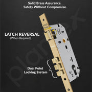 Plantex Door Lock - Main Door Lock Set with Keys/Mortise Door Locks for Home/Office/Hotel - Pack of 1 (OHMH-81, Brass Antique)