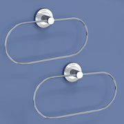 Plantex Stainless Steel Towel Ring for Bathroom/Wash Basin/Napkin-Towel Hanger/Bathroom Accessories (Chrome-Oval) - Pack of 2