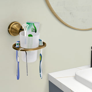 Plantex 304 Grade Stainless Steel Toothbrush, Paste and Tumbler Holder for Bathroom and Wash Basin/Bathroom Accessories - Niko (Antique)