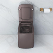 Plantex Commode for Toilet/Rimless Ceramic Western Commode/6D Siphonic Tornado Western Toilet with Soft Closing Toilet Seat - S Trap Outlet (M03, Brown)