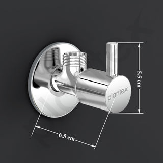 Plantex Single Lever Angle Cocke for Bathroom with Brass Spindle/Angle Valve with Wall Flange and Teflon Tape/Stop Cock for Wash Basin/Kitchen- Pack of 1 (MKS-1274-Chrome)