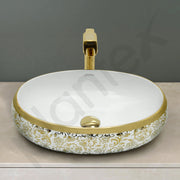 Plantex Wash Basin For Bathroom/Tabletop Designer Ceramic Basin/Countertop Vessel Sink Basin - Indo-European Collection - Pack of 1 (24 x 16 x 7 Inch)