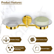 Plantex 304 Grade Stainless Steel Twin Soap Holder Stand for Bathroom and Wash Basin/Bathroom Accessories - Oreo (Gold)