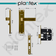 Plantex Stainless Steel Door Lock Ã¢â‚¬â€œ Bathroom Door Lock/Mortise 8inch Keyless Plate Handle Set for Home/Bathroom/Store Room/Balcony/Office - Pack of 1 (DTM-661, Brass Antique)