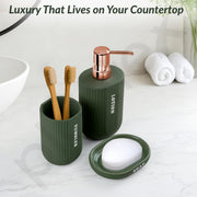Plantex Ceramic Bathroom Set - Soap Holder for Bathroom/Liquid Soap Dispenser/Tumbler Holder/Toothbrush Holder - 3 Pcs Set