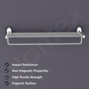 Plantex 304 Stainless Steel Towel Holder in Bathroom/Cloth Hanger for Bathroom/Towel Rack/Bathroom Accessories - Oreva (Chrome) 24 Inch