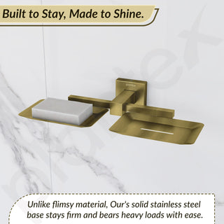 Plantex Stainless Steel Double Soap Holder for Bathroom/Soap Case/Dual Soap Dish/Soap Storage/Bathroom Accessories - Pack of 1, Aqua (Brass Antique)
