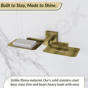 Plantex Stainless Steel Double Soap Holder for Bathroom/Soap Case/Dual Soap Dish/Soap Storage/Bathroom Accessories - Pack of 1, Aqua (Brass Antique)