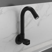 Plantex Single Lever Kitchen Sink Tap with Water Saving Aerator and Brass Spindle Tap/Quarter Turn Sink tap for Kitchen Basin with Wall Flange and Teflon Tape (Black)