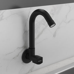 Plantex Single Lever Kitchen Sink Tap with Water Saving Aerator and Brass Spindle Tap/Quarter Turn Sink tap for Kitchen Basin with Wall Flange and Teflon Tape (Black)