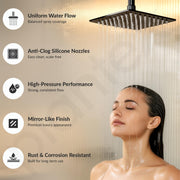 Plantex Stainless Steel Overhead Shower 8 x 8 inch with Water-Saving Technology/High pressure Rain Shower Head without Arm/Bathroom Shower -(Ultra Slim-PVD Black)
