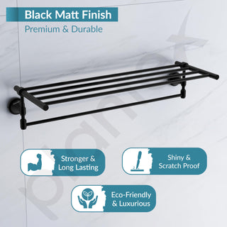 Plantex 304 Grade Stainless Steel Towel Rack for Bathroom/Towel Stand/Hanger/Bathroom Accessories - Niko (24 Inch-Black)