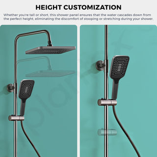Plantex LED 4 in 1 Shower Panel Full Set for Bathroom with Digital Temperature & Duration Display/Bathroom Shower System with Hot & Cold Water Mixer (HS-8033)