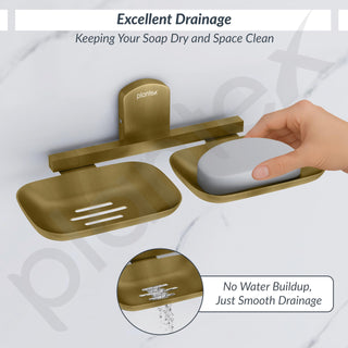 Plantex 304 Grade Stainless Steel Bathroom Soap Holder/Double Soap Dish/Soap Stand/Bathroom Accessories - Parv (Brass Antique)