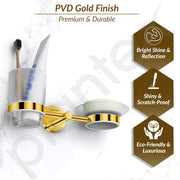 Plantex 304 Stainless Steel Oreo Soap and Brush Holder/Tumbler Holder/Tooth Brush Holder/Soap Holder for Bathroom Accessories - (Gold)