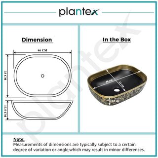 Plantex Designer Ceramic Basin/Table Top Wash Basin for Bathroom/Countertop Vessel Sink - Indo-European Collection (EQTT-466, 18 x 13 x 5.5)