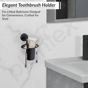 Plantex Tumbler Holder for Barthroom/304 Grade Stainless Steel Toothbrush Holder/Toothpaste Holder/Bathroom Accessories - Pack of 1 (Black)