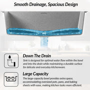 Plantex Quartz Sink for Kitchen/UV Protected Mosaic Grey Kitchen Sink/Granite Single Bowl Sink/Undermount/Topmount (Mosaic Grey-24x18 Inches)