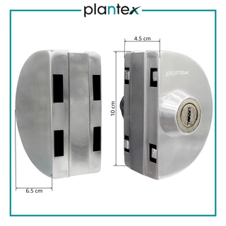 Plantex Stainless Steel Glass Door Lock - No Drilling/Lock for Main Door/Door Thickness 10 mm to 12 mm/3 Ultra Keys Out Side & Knob/Cabin Balcony Door for Office & Home - Pack of 1 (Matt)