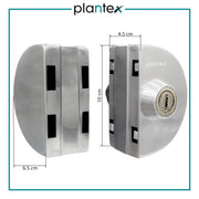 Plantex Stainless Steel Glass Door Lock - No Drilling/Lock for Main Door/Door Thickness 10 mm to 12 mm/3 Ultra Keys Out Side & Knob/Cabin Balcony Door for Office & Home - Pack of 1 (Matt)