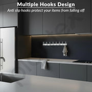 Plantex Aluminium Cloth Hanger Wall Mounted With 8 Hooks For Bathroom/Kitchen - Cloth Hanger/Towel Hanger/Keys Holder - Pack Of 2 (8 Hooks, Chrome)