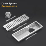 Plantex 304 Grade Stainless Steel Shower Water Drain Channel/12x4 Inch Floor Drain/Drainage Cover/Floor Drain Cover with Removable Grate - (VERTICLE, Chrome)