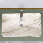 Plantex Wash Basin for Bathroom/Ceramic Tabletop WashBasin/Sink/Basin for Bathroom/Restaurant, Hotel (Marble Finish, 24 x 13 x 5 Inch)