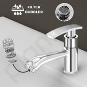 Plantex Long Neck Pillar Tap for Wash Basin with Brass Spindle/Wash Basin Taps for Home/Single Lever Water Tap with Teflon Tape/Bathroom Taps(Samar-Chrome)