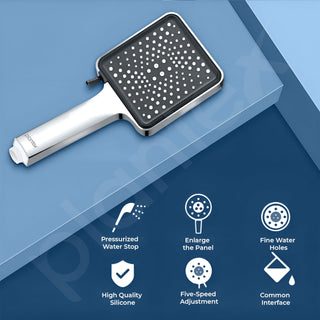 Plantex ABS Square Hand Shower for Bathroom/Hand Shower Without Hose Pipe for Home/Hotel-(643-Chrome)