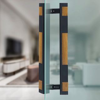 Plantex 281 Premium 14-inch Door Pull-Push Main Door Handle for Glass Door/House/Hotel/Office Door Hardware (Black & Wood Finish)