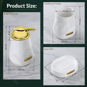 Plantex Ceramic Bathroom Set - Soap Holder for Bathroom/Liquid Soap Dispenser/Tumbler Holder/Toothbrush Holder/Handwash Dispenser - 3 Pcs Set