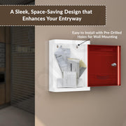 Plantex Durable Plastic Letter Box/Suggestion Box for Office/Letter Box for Home gate with Key Lock/Complaint Box/Mail Box - (Red & White), Wall Mounted